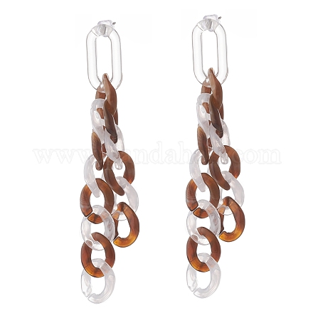 Boucles d'oreilles pendantes à pampilles en chaîne gourmette en acrylique pour femmes EJEW-JE04767-06-1