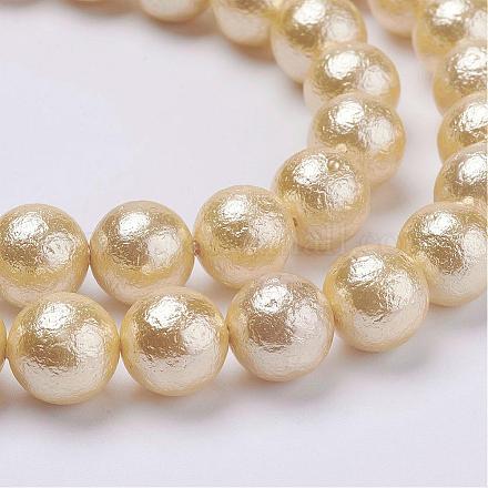Wrinkle Textured Shell Pearl Beads Strands BSHE-E016-12mm-04-1