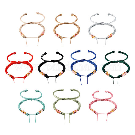 10 pièce de fabrication de bracelets tressés avec cordon en nylon réglable de 10 couleurs MAK-TA0001-15-1