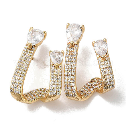 Brass Micro Pave Cubic Zirconia Stud Earrings EJEW-H103-21G-1