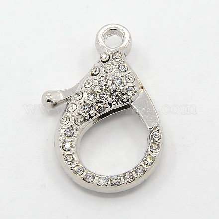 Alloy Rhinestone Lobster Claw Clasps for Jewelry Making PALLOY-L117-11P-1