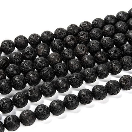 Natural Lava Rock Round Bead Strands G-M169-10mm-03-1