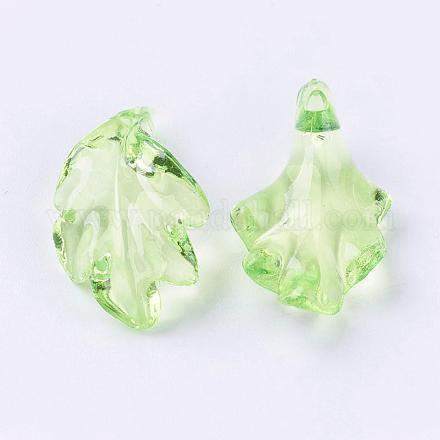 Ciondoli in foglia acrilica trasparente verde chiaro per gioielli collana robusta X-TACR-470-31-1