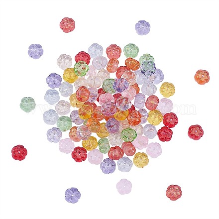 100pcs 10 couleurs perles de verre transparentes GLAA-CJ0001-46-1