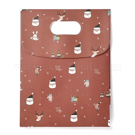 Рождественские тематические узоры прямоугольные сумки из крафт-бумаги CARB-L008-02S-01-1