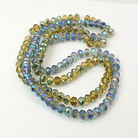 Chapelets de perles en rondelles facettées en verre électrolytique EGLA-D020-10x8mm-M-1