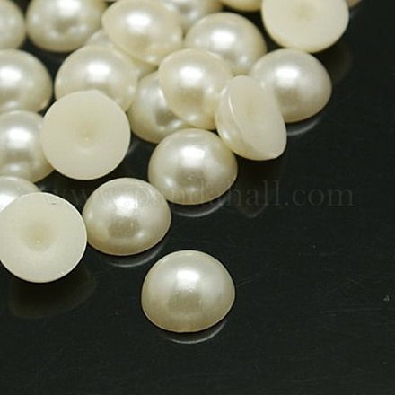 Acrylique demi rond imité cabochons de perles pour la fabrication de bijoux X-OACR-H001-11-1