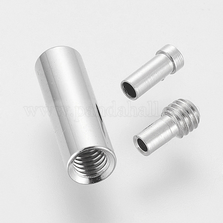 真鍮製ネジ式クラスプ  ネックレス作りに  プラチナカラー  約4 mm幅  長さ12.5mm  穴：1mm X-EC0001-1
