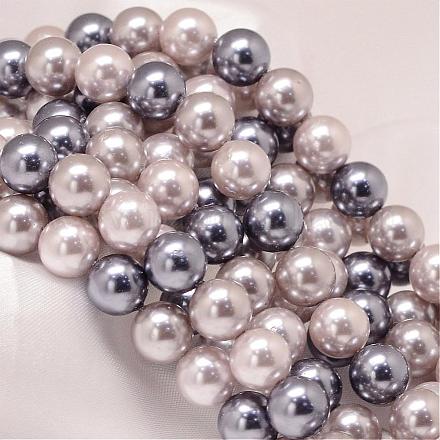 Round Shell Pearl Bead Strands BSHE-L011-12mm-L030-1