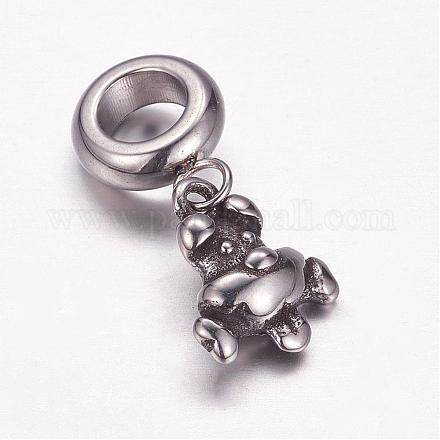 304 Stainless Steel Puppy European Dangle Charms OPDL-G005-12AS-1
