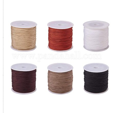 PandaHall 6 Colors 0.8mm Nylon Beading String Chinese Knotting Cord Thread for Jewelry Making and Macrame Supplies NWIR-PH0001-01-1