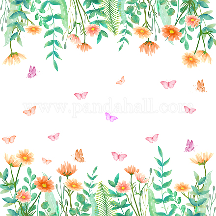 塩ビウォールステッカー  壁飾り  花柄  900x290mm DIY-WH0228-537-1