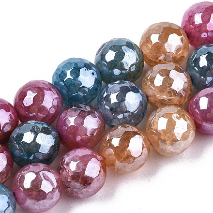 Galvanisieren natürliche Achat Perlen Stränge G-T131-55-12-1