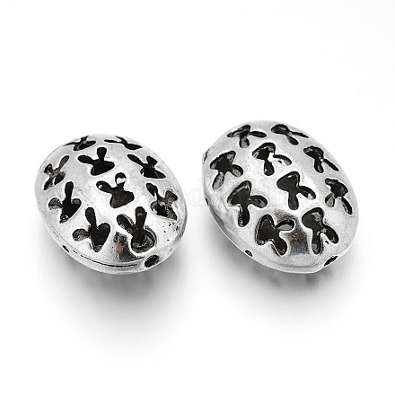 Creuses perles ovales alliage en filigrane de style tibétain PALLOY-J589-05AS-1