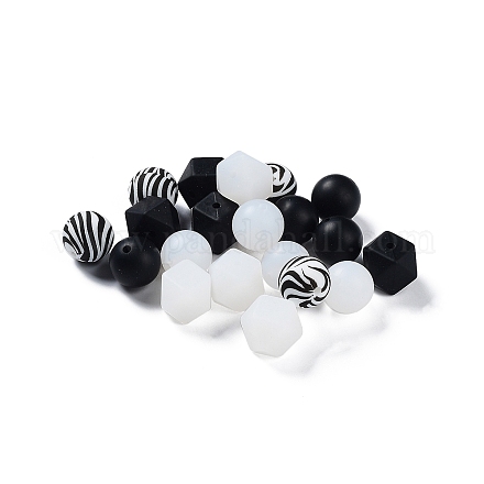 Round/Polygon Food Grade Silicone Focal Beads SIL-F003-06C-1
