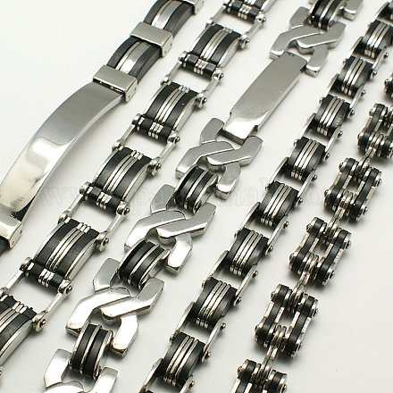 Great Valentines Day Gifts for Boyfriend 304 Stainless Steel Silicone Bracelets BJEW-I129-B-1