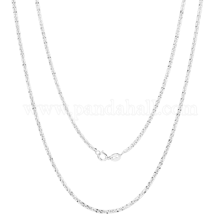 Collar de cadena de eslabones finos y delicados de plata de ley chapados en rodio para mujeres y hombres JN1096B-02-1