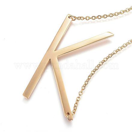 304 Stainless Steel Initial Letter Pendant Necklaces NJEW-G269-01G-K-1