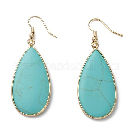 Synthetic Turquoise Dangle Earrings EJEW-L179-01L-1