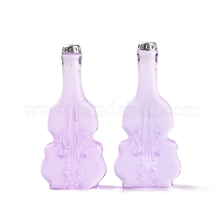 Cabujón ficticio de resina con forma de violín para botella de vino RESI-E025-01A-1