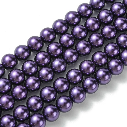 Brins de perles rondes en verre teinté écologique X-HY-A002-10mm-RB099-1