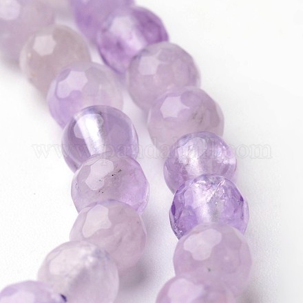 Faceted Natural Amethyst Round Beads Strands G-F261-08-6mm-1