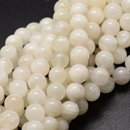 Brins de perles rondes en pierre de lune blanche naturelle X-G-E329-4-4.5mm-49-1