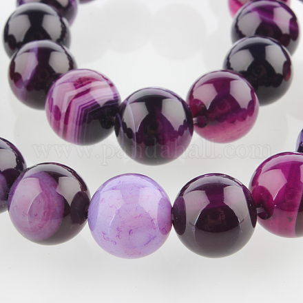 Natural Banded Agate Round Bead Strands G-E235-05-1