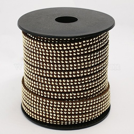 2 Row Golden Aluminum Studded Faux Suede Cord LW-D005-12G-1