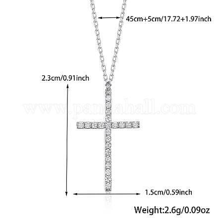 Croix plaqué rhodium 925 argent sterling micro pavé clair zircon cubique pendentif colliers RV3627-1-1