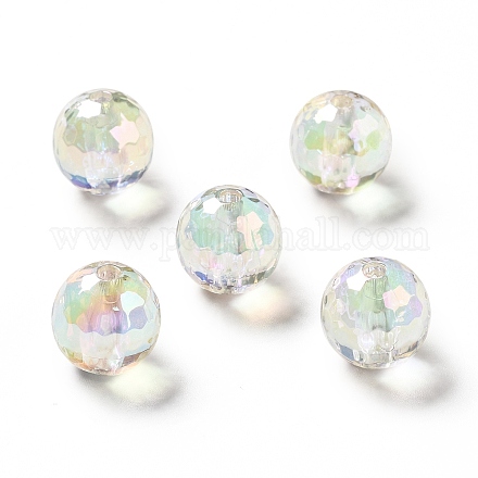 Perles acryliques irisées arc-en-ciel à placage uv bicolore TACR-D010-03B-01-1