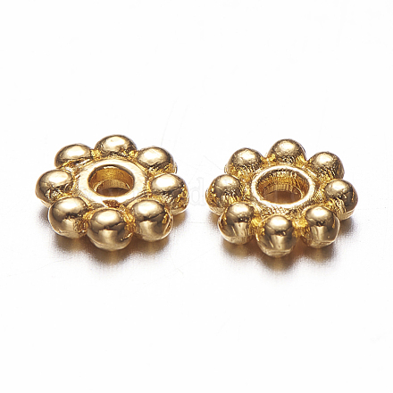 Alloy Daisy Spacer Beads TIBEB-S039-064G-RS-1