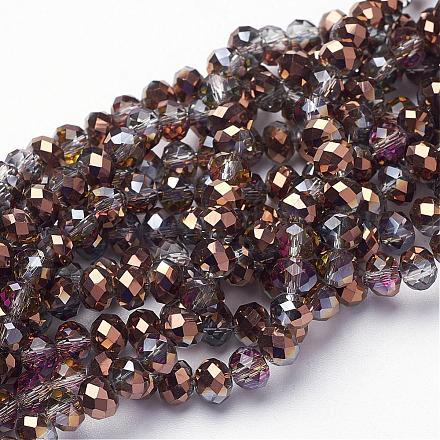Electroplate Glass Faceted Rondelle Beads Strands EGLA-D020-6x4mm-17-1