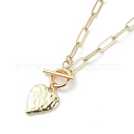Collana con pendente a cuore in lega con catenelle a graffetta in ottone per donna NJEW-JN04081-1