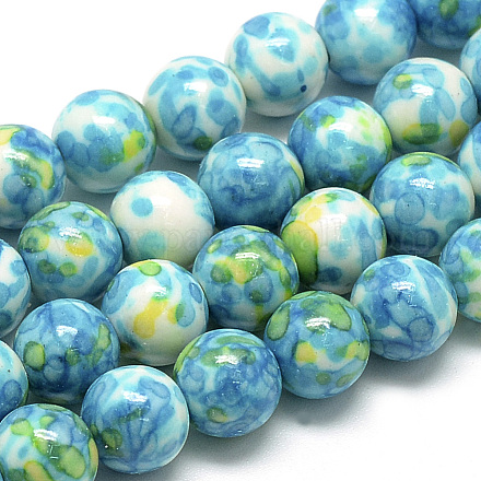 Chapelets de perle en jade d'un océan blanc synthétique G-S252-8mm-07-1