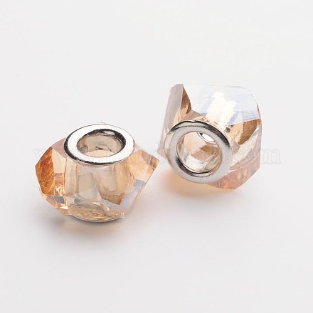 Faceted Electroplated Glass European Large Hole Beads GPDL-F011-12-1