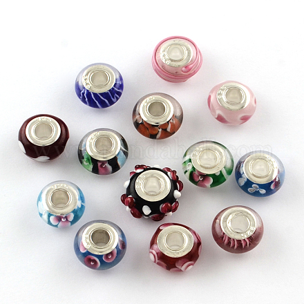 Mixed Pattern Handmade Lampwork European Rondelle Beads LPDL-R005-1