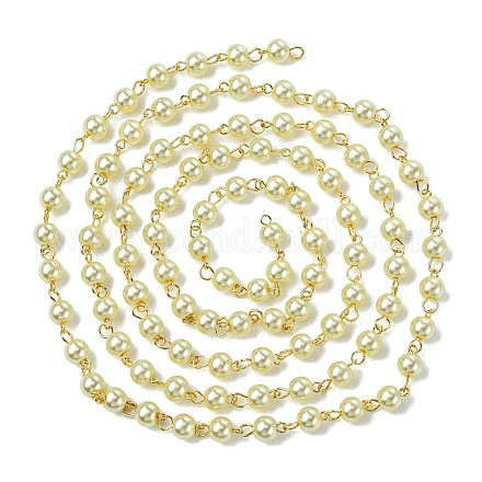 Ручной круглые стекла жемчуг цепи для ожерелья браслеты делает AJEW-JB00036-07-1