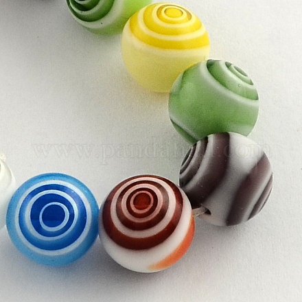 Handmade Millefiori Glass Round Beads Strands LK-R004-94-1