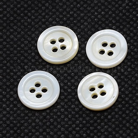 Rondes boutons de nacre de rivière plats BUTT-I014-05-1