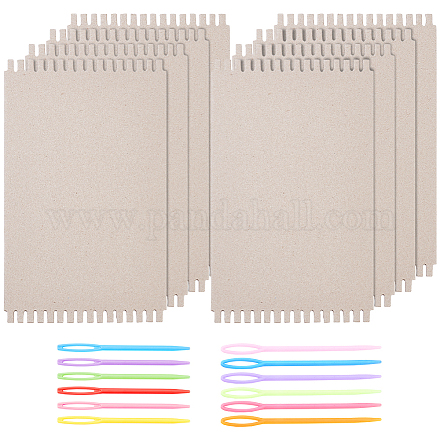 Fingerinspire 8 telaio per tessitura in cartone e 12 aghi per cucire in plastica di sicurezza TOOL-FG0001-06-1