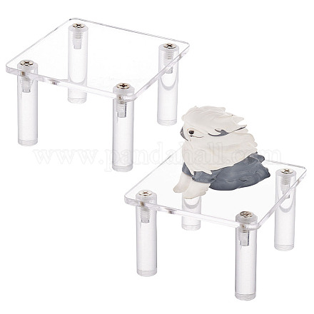 FINGERINSPIRE 2 Sets Square Cupcake Display Stands 3.1x3.1x1.9inch 4-Leg Display Risers Clear Acrylic Jewelry Display Stand Acrylic Jewelry Display Risers for Dessert Jewelry Earing Showing ODIS-WH0002-48A-1
