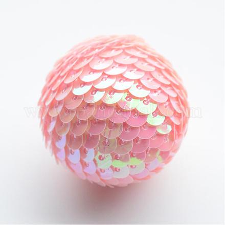 Handmade Woven Foam Wrapped with Paillettes Round Beads WOVE-T001-12mm-08-1