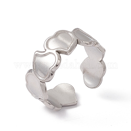 304 anello per polsino aperto a cuore in acciaio inossidabile da donna RJEW-C045-15P-1