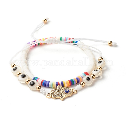 Ensemble de bracelets extensibles en perles heishi en argile polymère faits à la main BJEW-JB07349-01-1