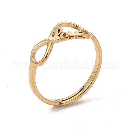 Placcatura ionica (ip) 201 anello regolabile Infinity Love in acciaio inossidabile da donna RJEW-C045-03G-1