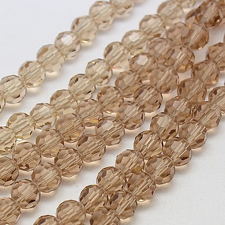 Faceted(32 Facets) Round Glass Beads Strands X-EGLA-J042-4mm-21-1