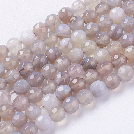 Chapelets de perles en agate à rayures naturelles/agates à bandes G-G581-6mm-09-1