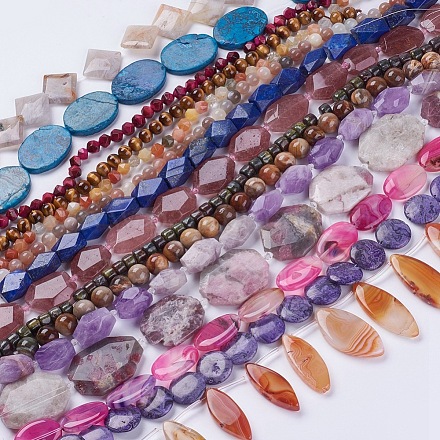 Tinte hilos de perlas de piedras preciosas naturales G-XCP0007-01-1