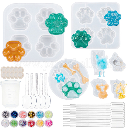 appuivbt Dog Paws Resin Molds,Dog Paws Angel Wings Silicone Molds for Epoxy Resin,Jewelry Resin Casting Molds for DIY Crafts